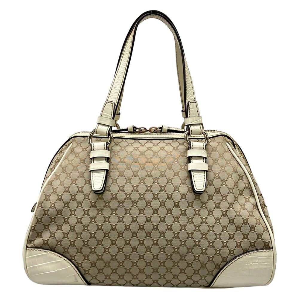 Celine Macadam Handbag Gray Beige Cream Jacquard Leather - Picture 3 of 10
